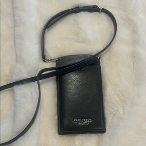 Kate Spade Black Leather Crossbody Phone and Card carrier